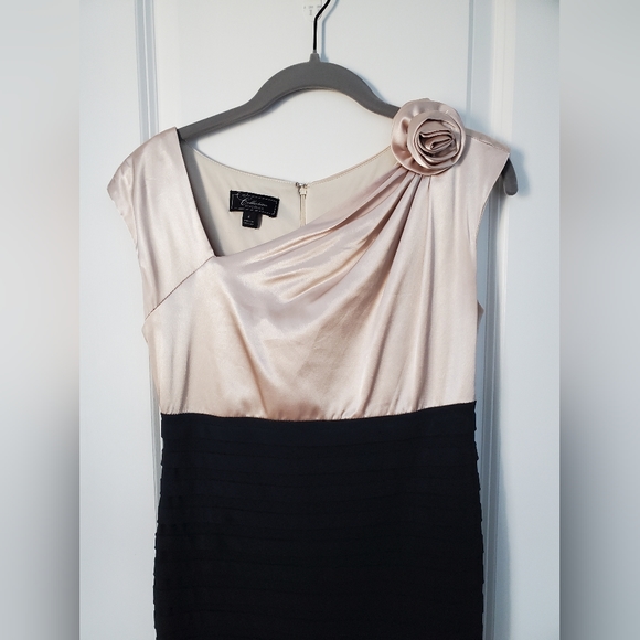 Tan and Black Dress w/ Flower - Picture 2 of 3